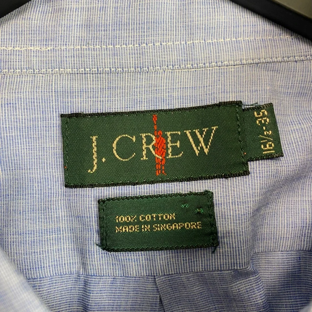Vintage J.CREW Oarsman Button Down Shirt‎ Men 16.5 Blue Academia IVY  Preppy 90s